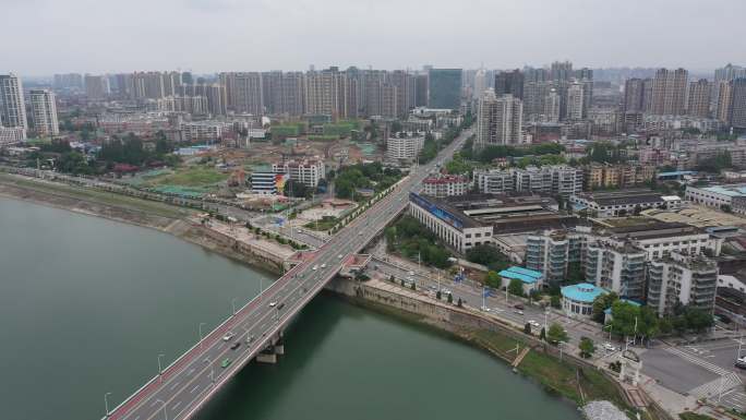 4K-原素材-襄樊汉江长虹大桥航拍