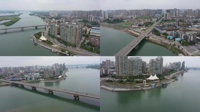 4K-原素材-襄樊汉江长虹大桥航拍