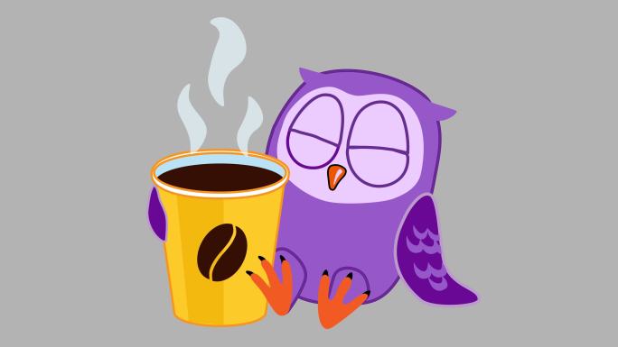 mg喝咖啡的猫头鹰-alpha通道