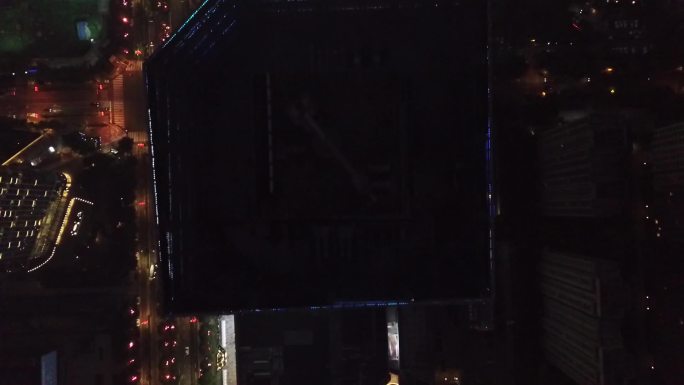 航拍西安CBD城市高层建筑夜景商圈