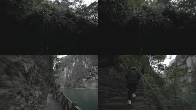 南江大峡谷水流小瀑布升格视频素材