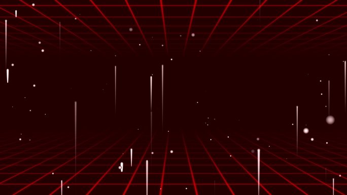 红色空间感网格上升线条粒子动画-无缝循环