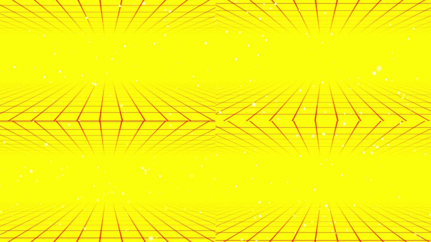 黄色空间感网格上升粒子动画视频-无缝循环