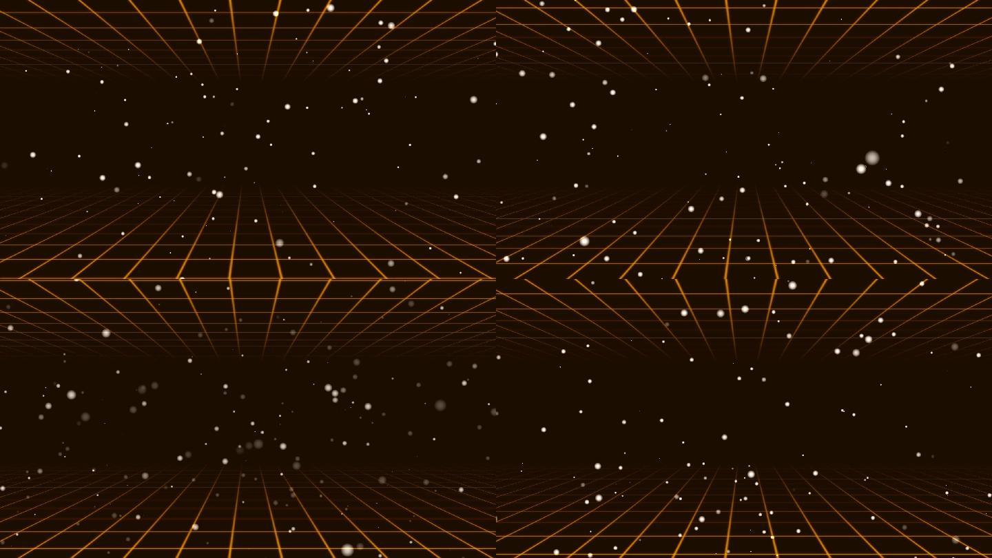金色空间感网格动画上升粒子视频-无缝循环