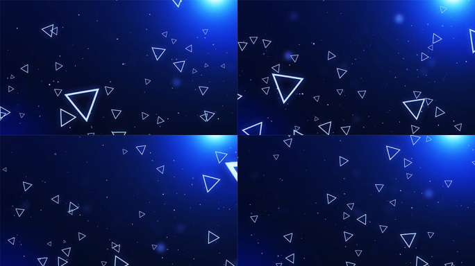 蓝色梦幻粒子三角形方块粒子背景视频