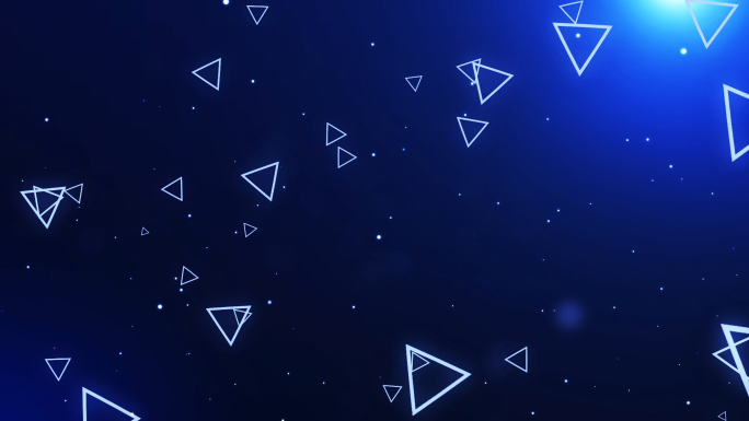 蓝色梦幻粒子三角形方块粒子背景视频