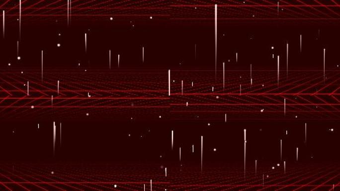宽屏红色空间感网格上升线条粒子-循环