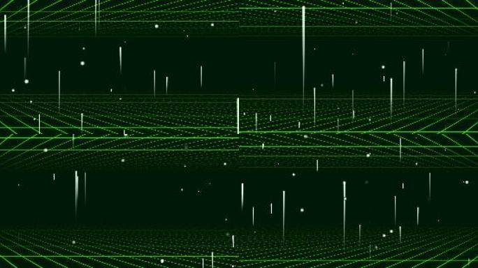 宽屏绿色空间感网格上升线条粒子-循环