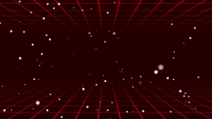 红色空间感网格上升粒子动画-无缝循环