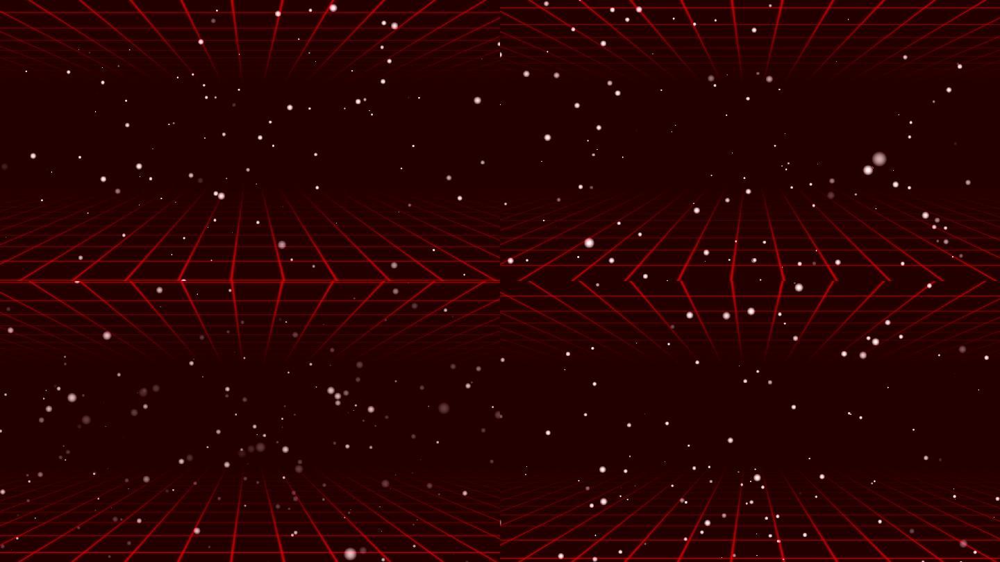 红色空间感网格上升粒子动画-无缝循环