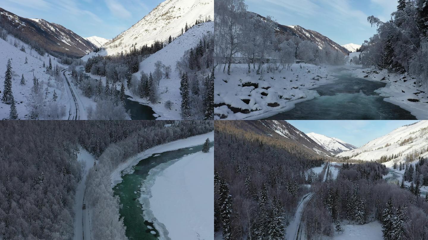 商用雪山景高清航拍雪景4k视频素材