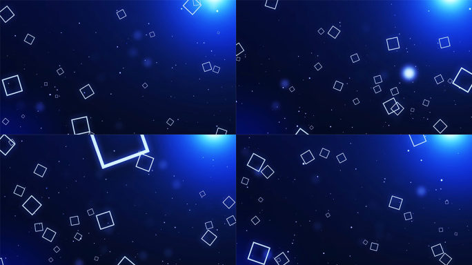 蓝色梦幻粒子正方形方块粒子背景视频