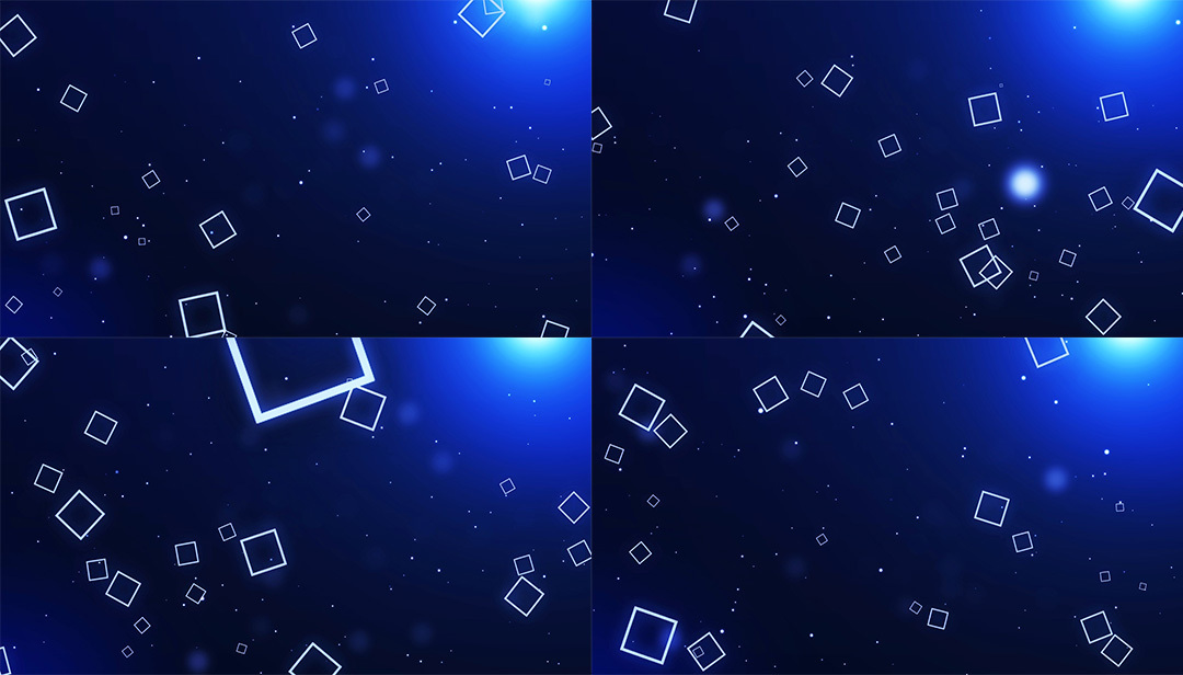 蓝色梦幻粒子正方形方块粒子背景视频