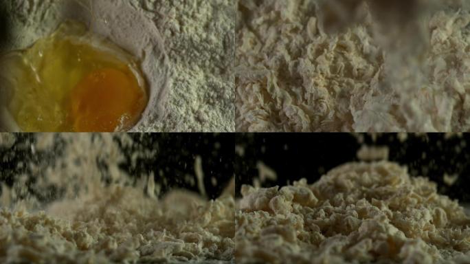 慢动作升格面粉和鸡蛋