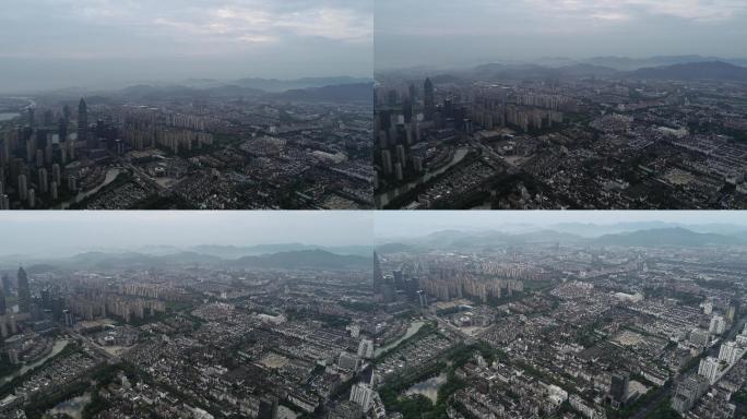 4K原素材-航拍绍兴城市全景