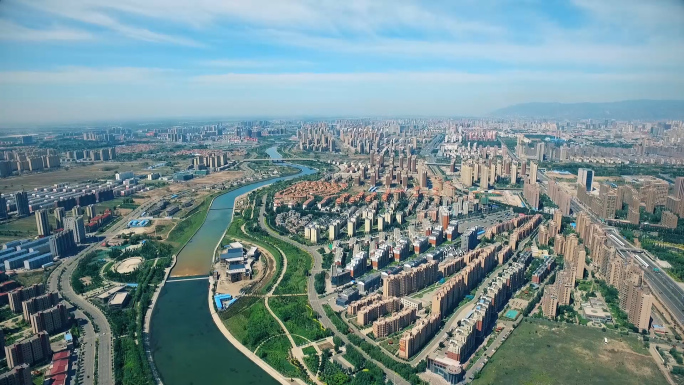 航拍呼和浩特城市全景