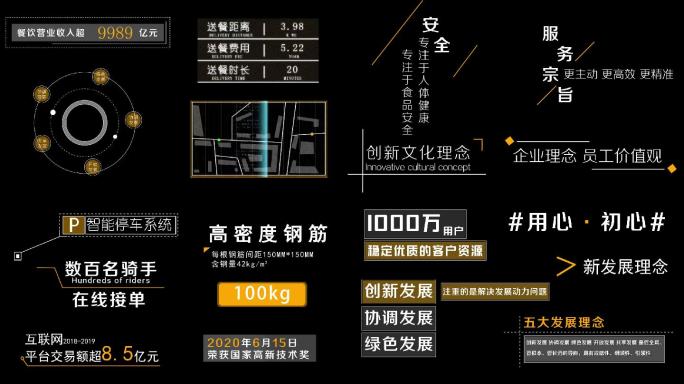 HUD大气黄色简洁企业科技跟踪字幕条设计