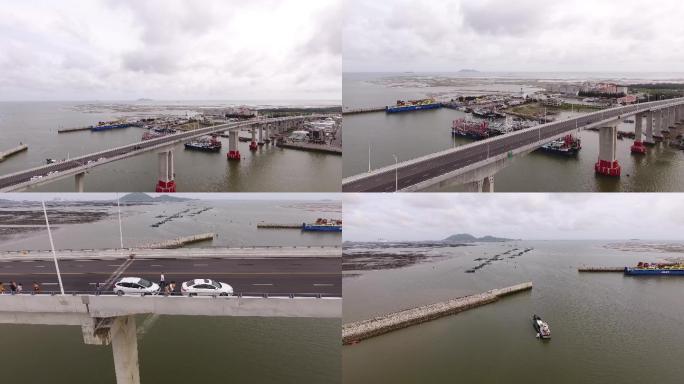 广东茂名博贺湾大桥及博贺渔港航拍4K