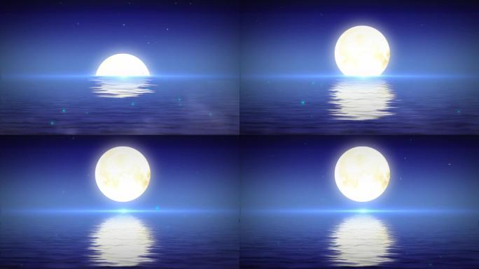 月亮升起圆月流星赏月