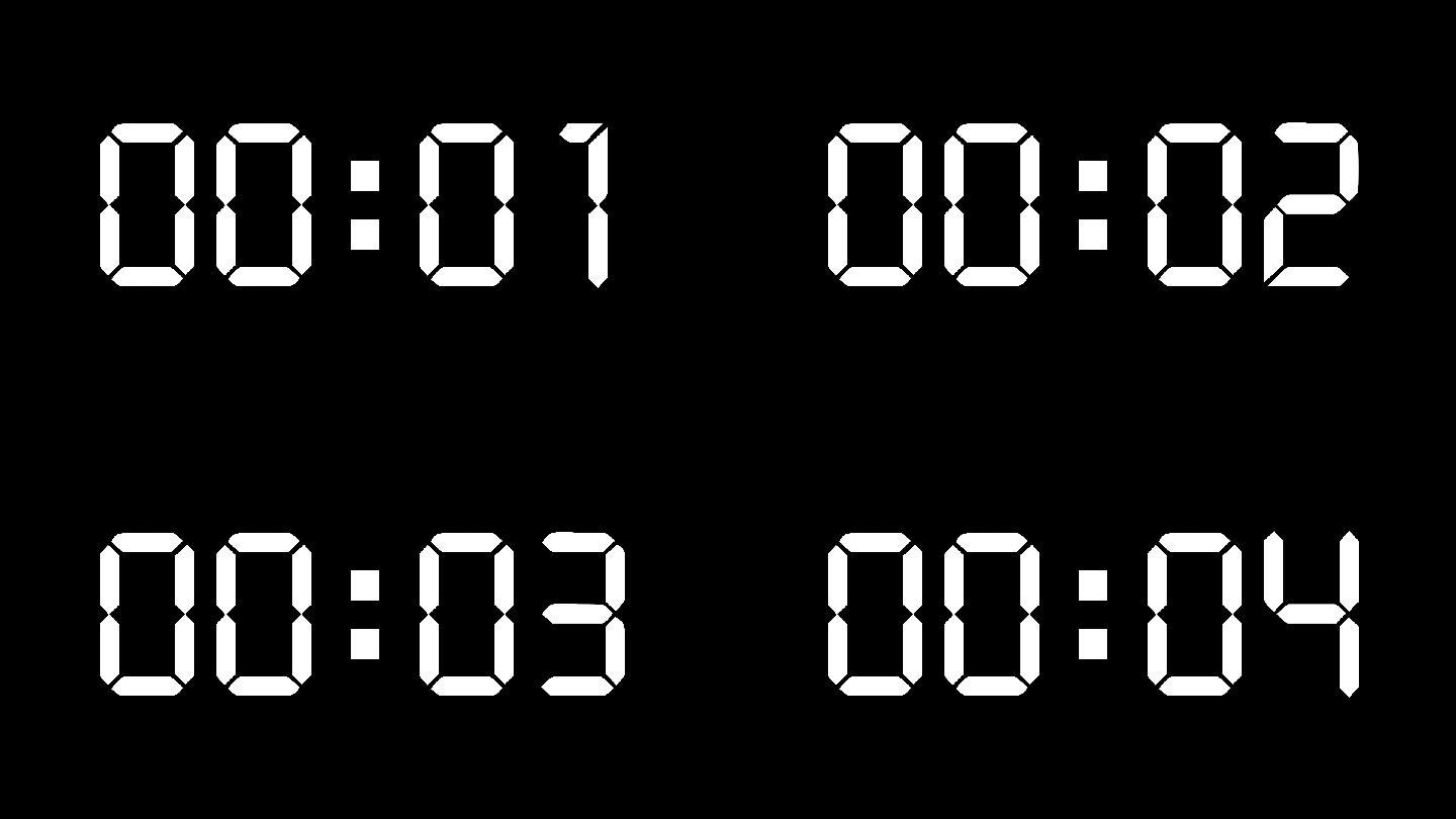 【原创4K】液晶显示白色5秒钟顺数计时