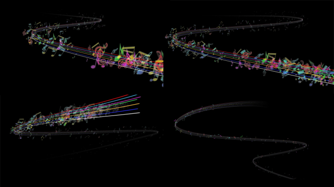 20段带通道唯美音律音符流线视频素材