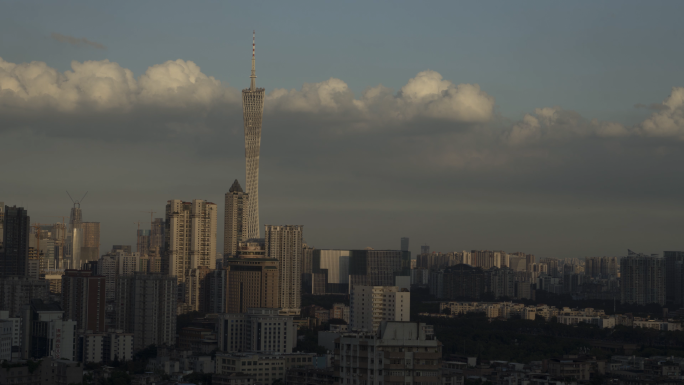4K广州地标广州塔及城市延时光影变化