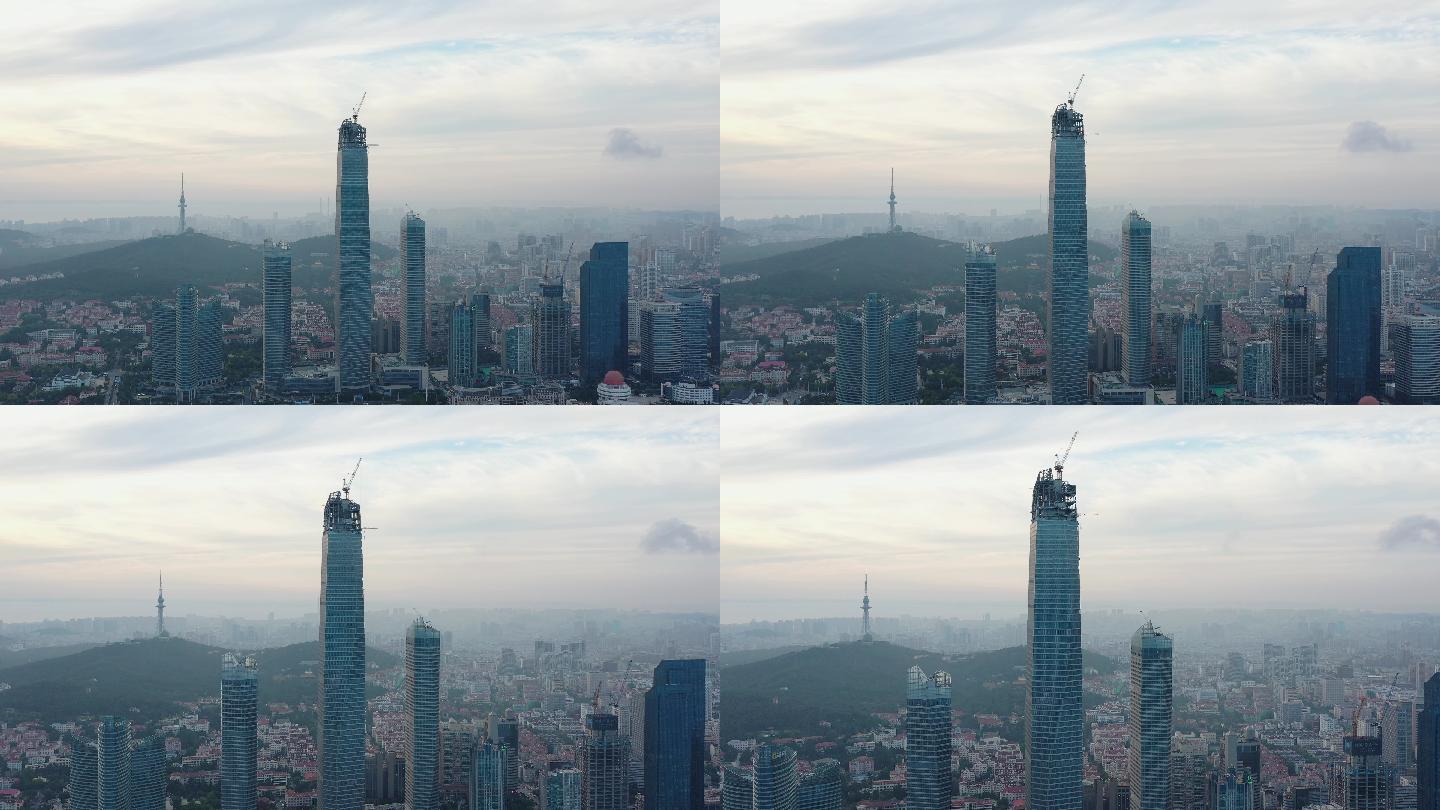 青岛第一高楼海天中心航拍4K视频