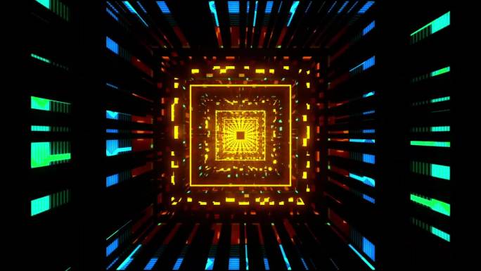 抽象科幻隧道运动背景霓虹灯隧道