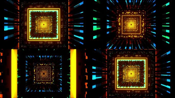 抽象科幻隧道运动背景霓虹灯隧道