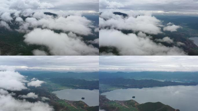 泸沽湖穿云航拍