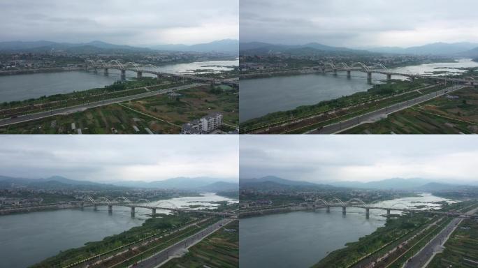 4K-原素材-安康市东坝汉江大桥航拍