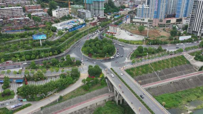 4K-原素材-安康交通道路环岛