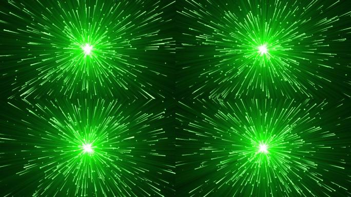 4K绿色粒子光线发散光芒视频-无缝循环