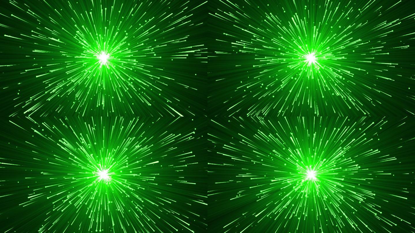 4K绿色粒子光线发散光芒视频-无缝循环