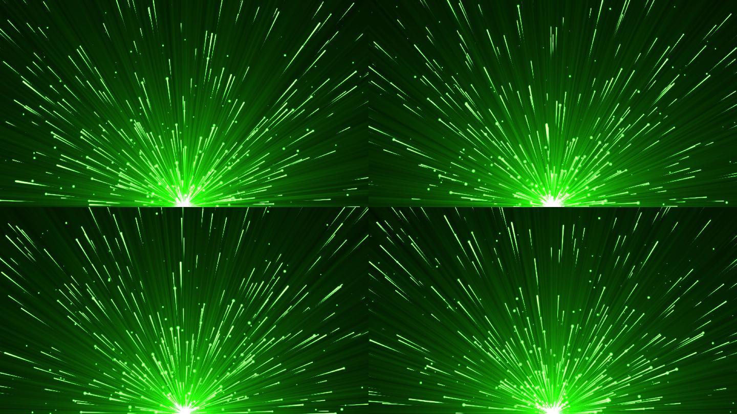 4K绿色粒子光线底部发散光芒视频-循环