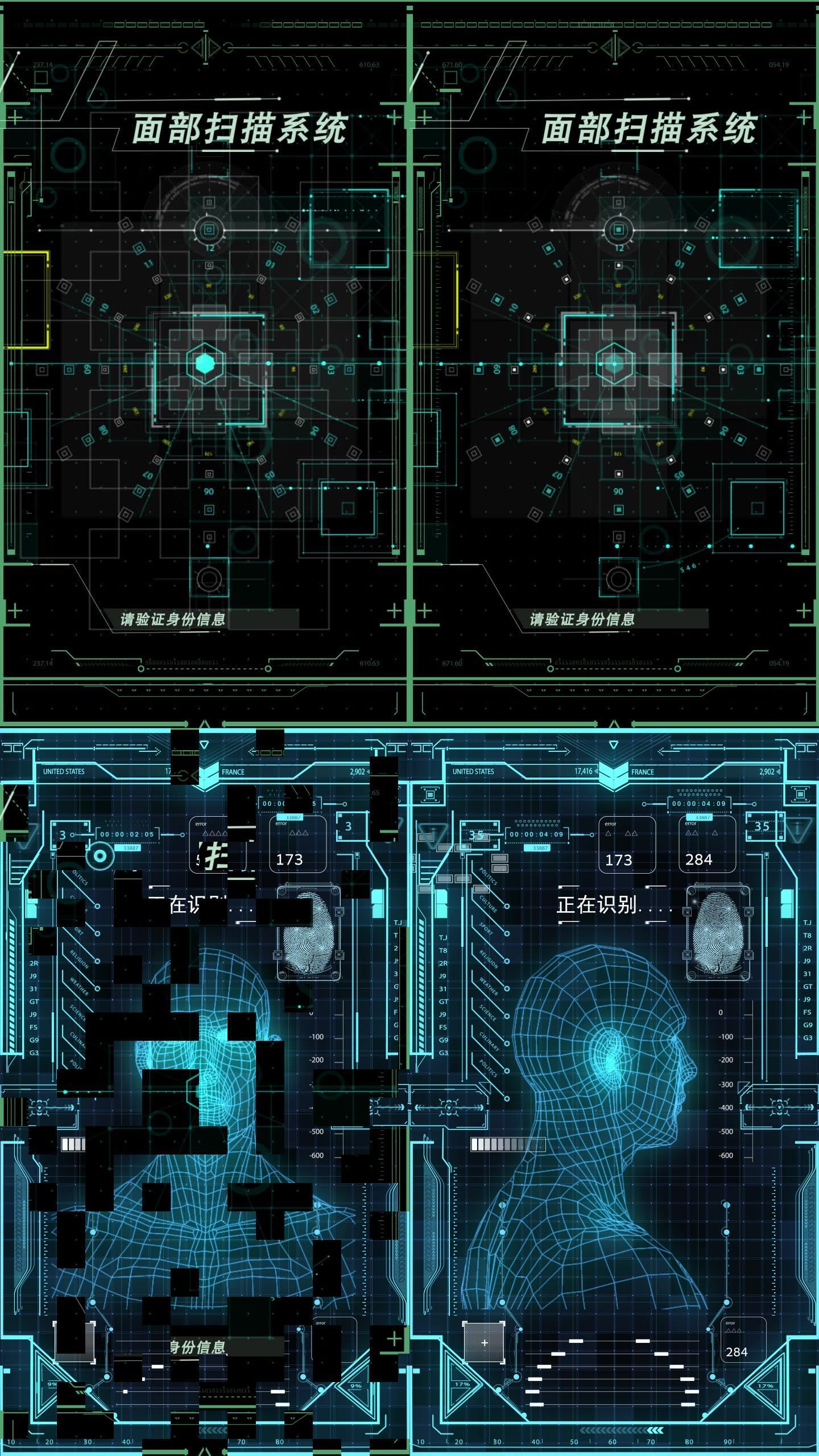 竖版面部扫描界面