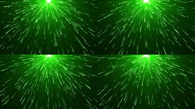 4K绿色粒子光线顶部发散光芒视频-循环