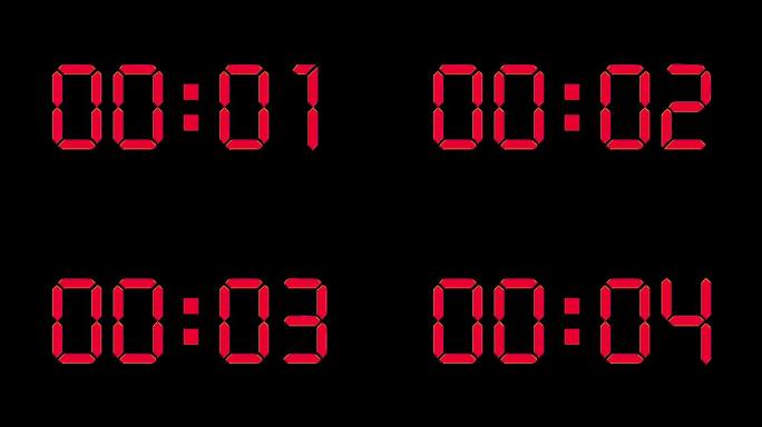 【原创4K】液晶显示红色5秒钟顺数计时