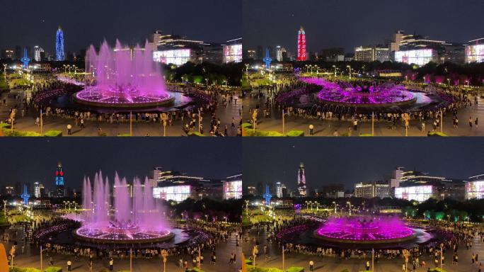 泉城广场晚上喷泉