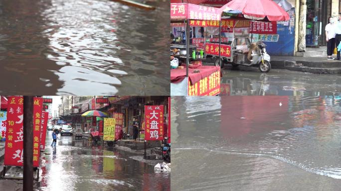 城中村暴雨水患居民骑车出行