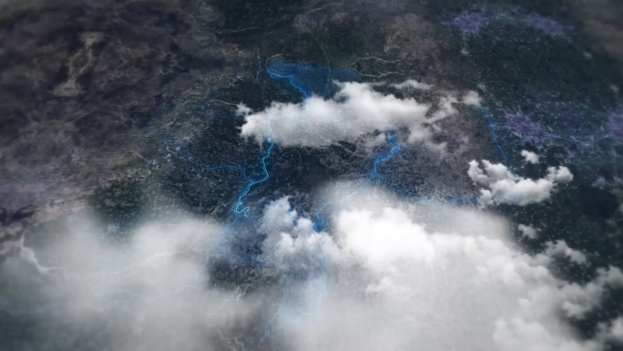 云穿梭城市区位图展示模板