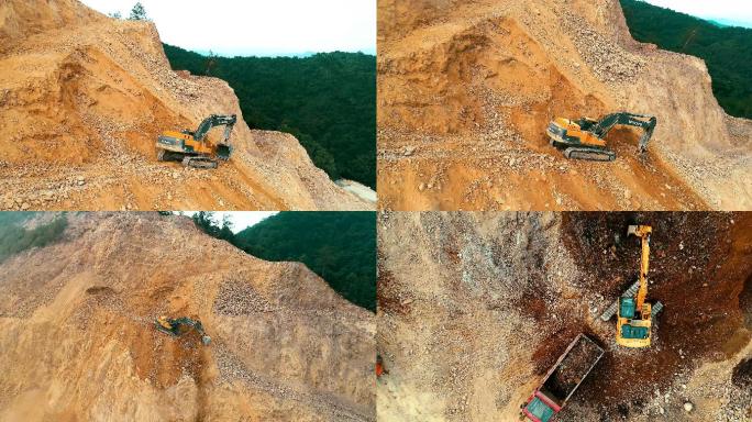 4K航拍-矿山挖掘机作业