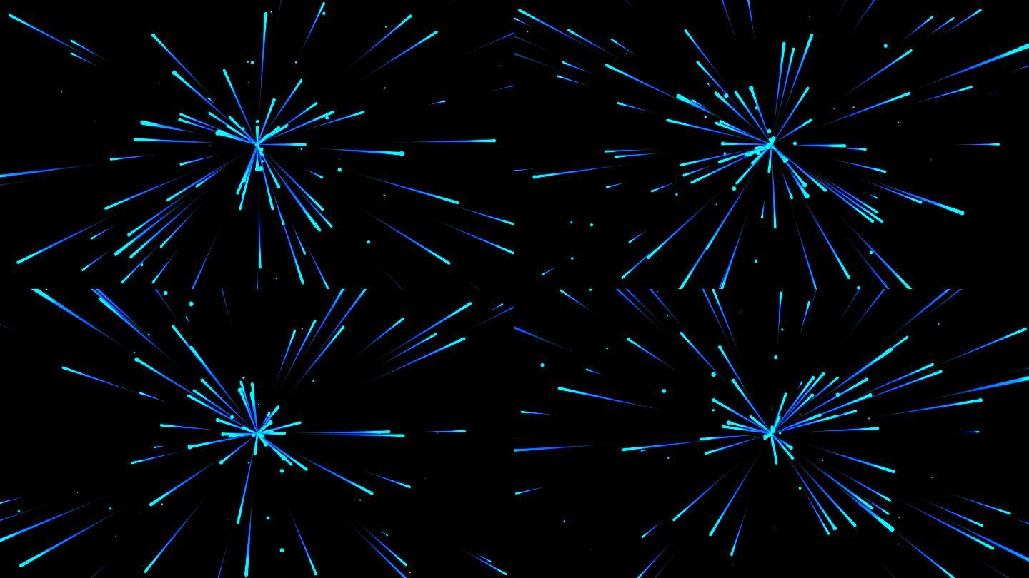 4K蓝色粒子光线发散通道视频-无缝循环