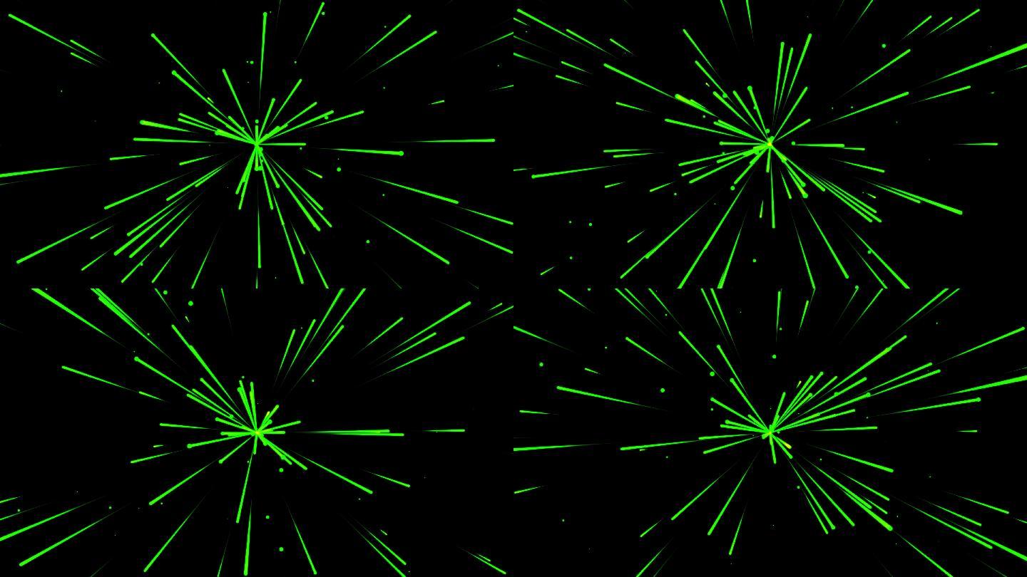 4K绿色粒子光线发散通道视频-无缝循环