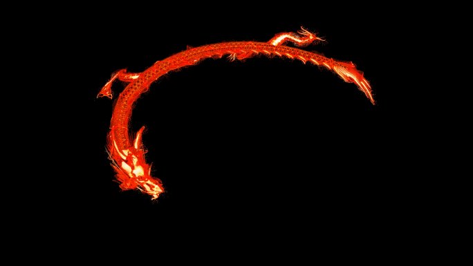 4K中国龙红龙火焰粒子通道视频4-带粒子