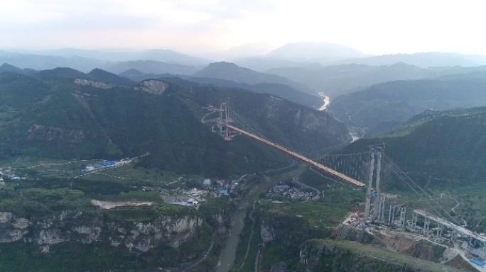 赤水河大桥航拍（在建）4K