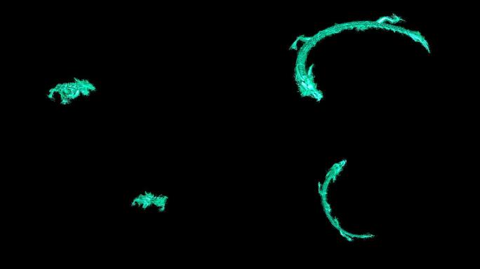 4K中国龙青龙火焰粒子通道视频4-带粒子