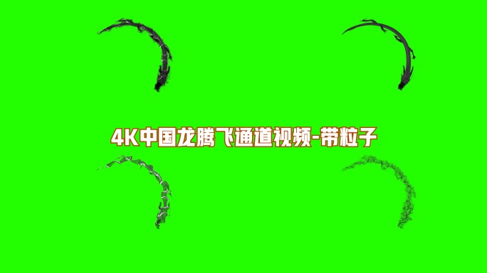 4K中国龙黑色水墨龙通道视频带粒子流体4