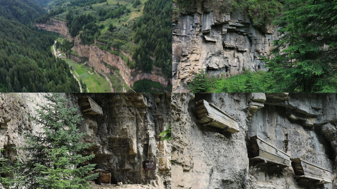 山西石门悬棺景点航拍