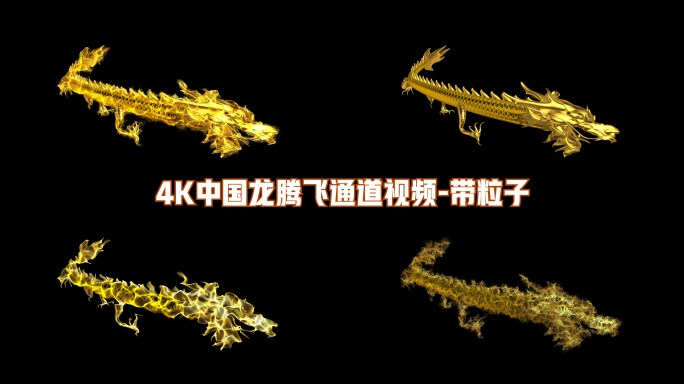 4K中国龙金龙粒子通道视频带粒子5